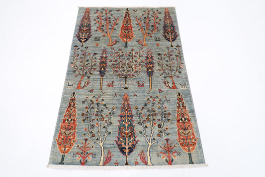 100 x 145 cm | Tree of life Area Rug Afghan Hand Knotted veg Dye Wool carpet