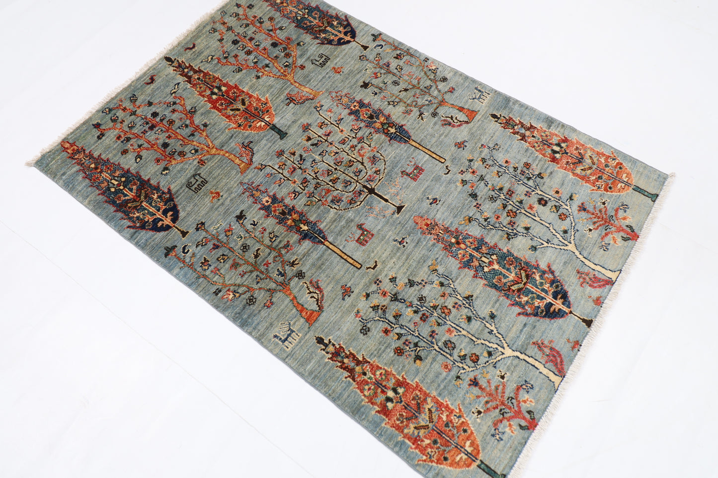 100 x 145 cm | Tree of life Area Rug Afghan Hand Knotted veg Dye Wool carpet