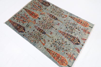 100 x 145 cm | Tree of life Area Rug Afghan Hand Knotted veg Dye Wool carpet