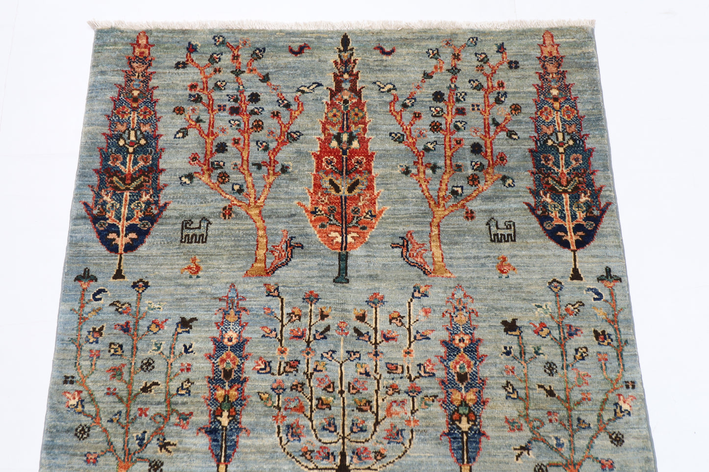 100 x 145 cm | Tree of life Area Rug Afghan Hand Knotted veg Dye Wool carpet