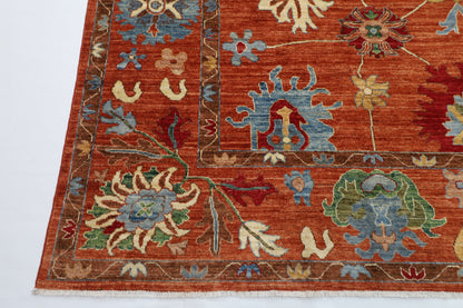 276 x 357 cm | Orange Oushak Handmade Afghan Area Rug Hand Knotted Carpet Living Room Rug