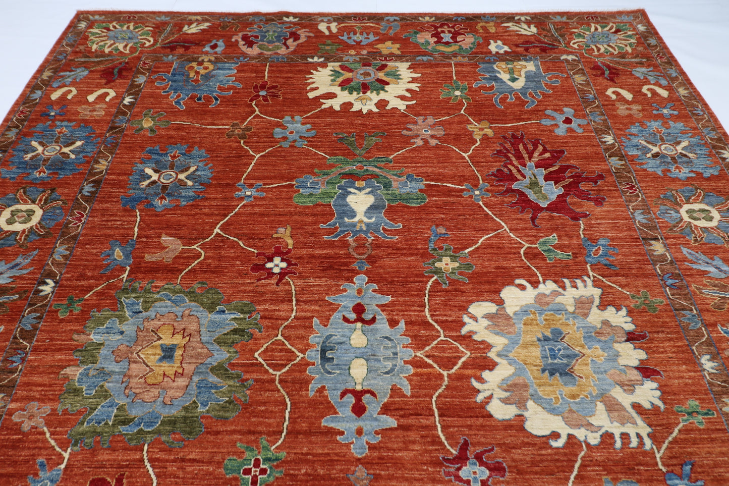 276 x 357 cm | Orange Oushak Handmade Afghan Area Rug Hand Knotted Carpet Living Room Rug
