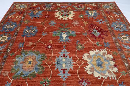 276 x 357 cm | Orange Oushak Handmade Afghan Area Rug Hand Knotted Carpet Living Room Rug