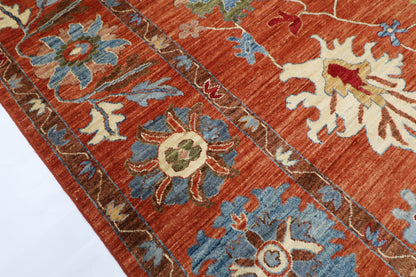 276 x 357 cm | Orange Oushak Handmade Afghan Area Rug Hand Knotted Carpet Living Room Rug