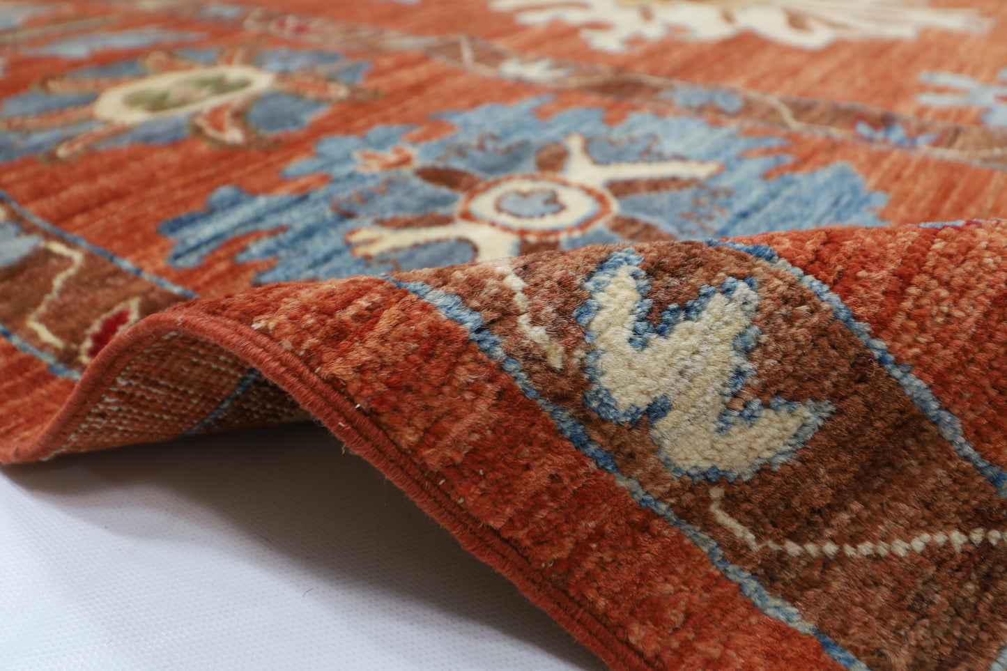 276 x 357 cm | Orange Oushak Handmade Afghan Area Rug Hand Knotted Carpet Living Room Rug