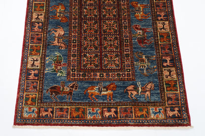 103 x 152 cm | Tribal Animal Area Rug Afghan Hand Knotted veg Dye Wool carpet
