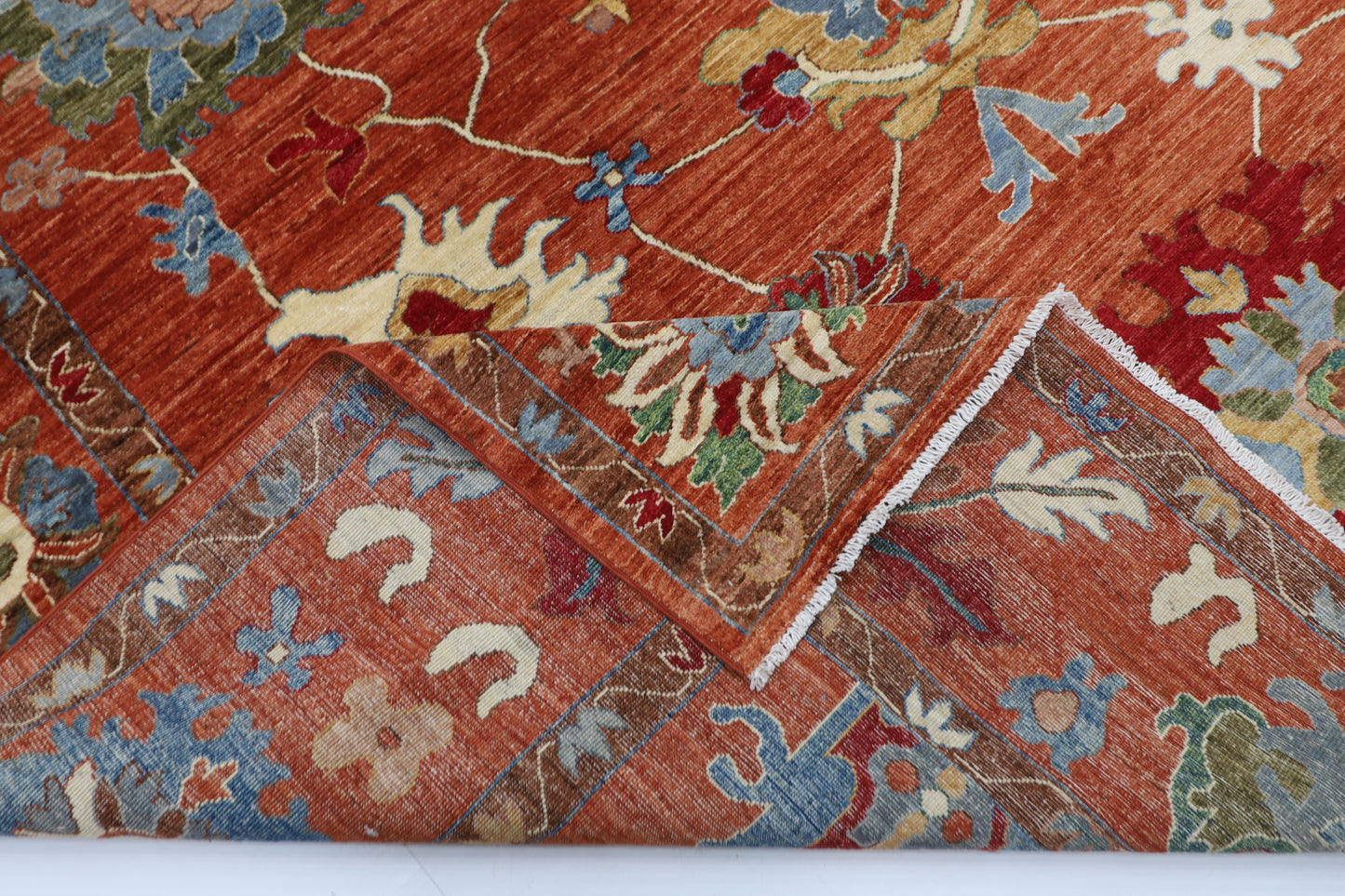 276 x 357 cm | Orange Oushak Handmade Afghan Area Rug Hand Knotted Carpet Living Room Rug
