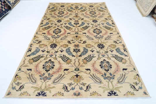 202 x 298 cm | Oriental beige Area Rug Afghan Hand Knotted Veg Dye Wool carpet