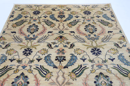 202 x 298 cm | Oriental beige Area Rug Afghan Hand Knotted Veg Dye Wool carpet