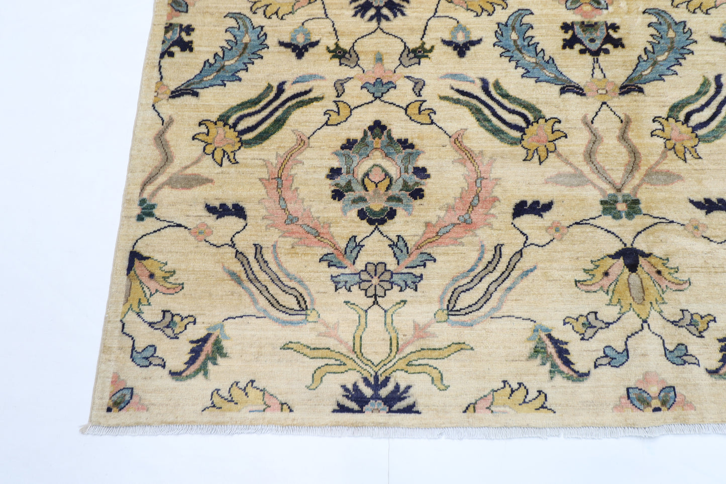 202 x 298 cm | Oriental beige Area Rug Afghan Hand Knotted Veg Dye Wool carpet