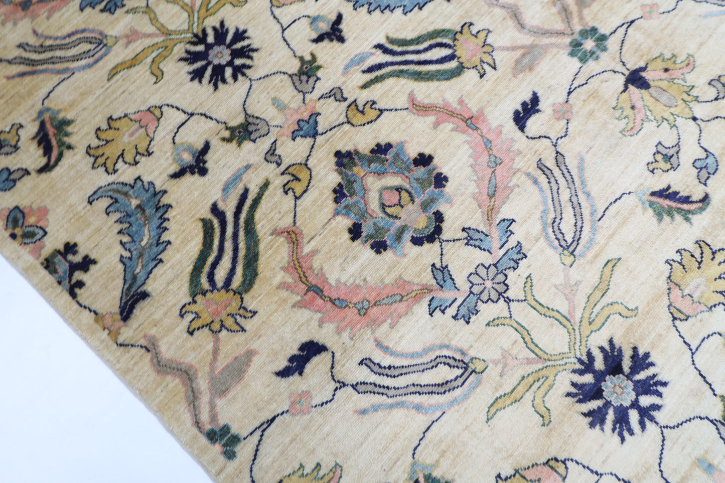202 x 298 cm | Oriental beige Area Rug Afghan Hand Knotted Veg Dye Wool carpet