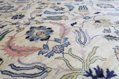 202 x 298 cm | Oriental beige Area Rug Afghan Hand Knotted Veg Dye Wool carpet