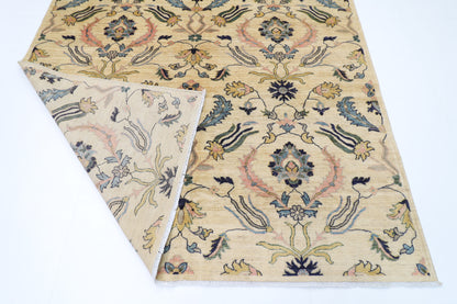 202 x 298 cm | Oriental beige Area Rug Afghan Hand Knotted Veg Dye Wool carpet