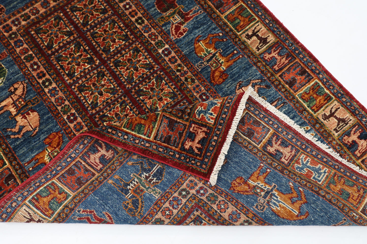 103 x 152 cm | Tribal Animal Area Rug Afghan Hand Knotted veg Dye Wool carpet