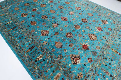 305 x 413 cm | Turquoise Sultani Handmade Afghan Area Rug Hand Knotted Carpet Living Room Rug