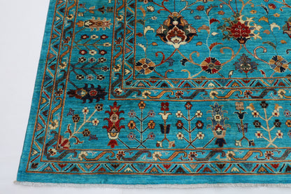 305 x 413 cm | Turquoise Sultani Handmade Afghan Area Rug Hand Knotted Carpet Living Room Rug