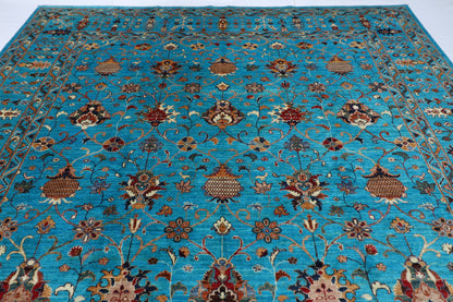 305 x 413 cm | Turquoise Sultani Handmade Afghan Area Rug Hand Knotted Carpet Living Room Rug