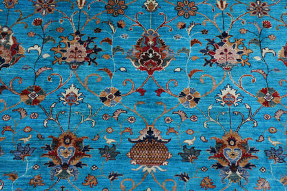 305 x 413 cm | Turquoise Sultani Handmade Afghan Area Rug Hand Knotted Carpet Living Room Rug