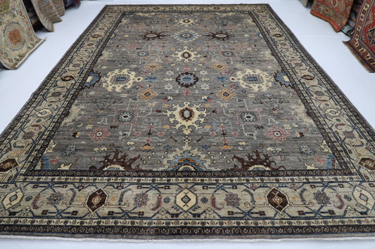 305 x 423 cm | Tribal Oriental gray Large Area Rug Afghan Hand Knotted veg Dye Wool Carpet