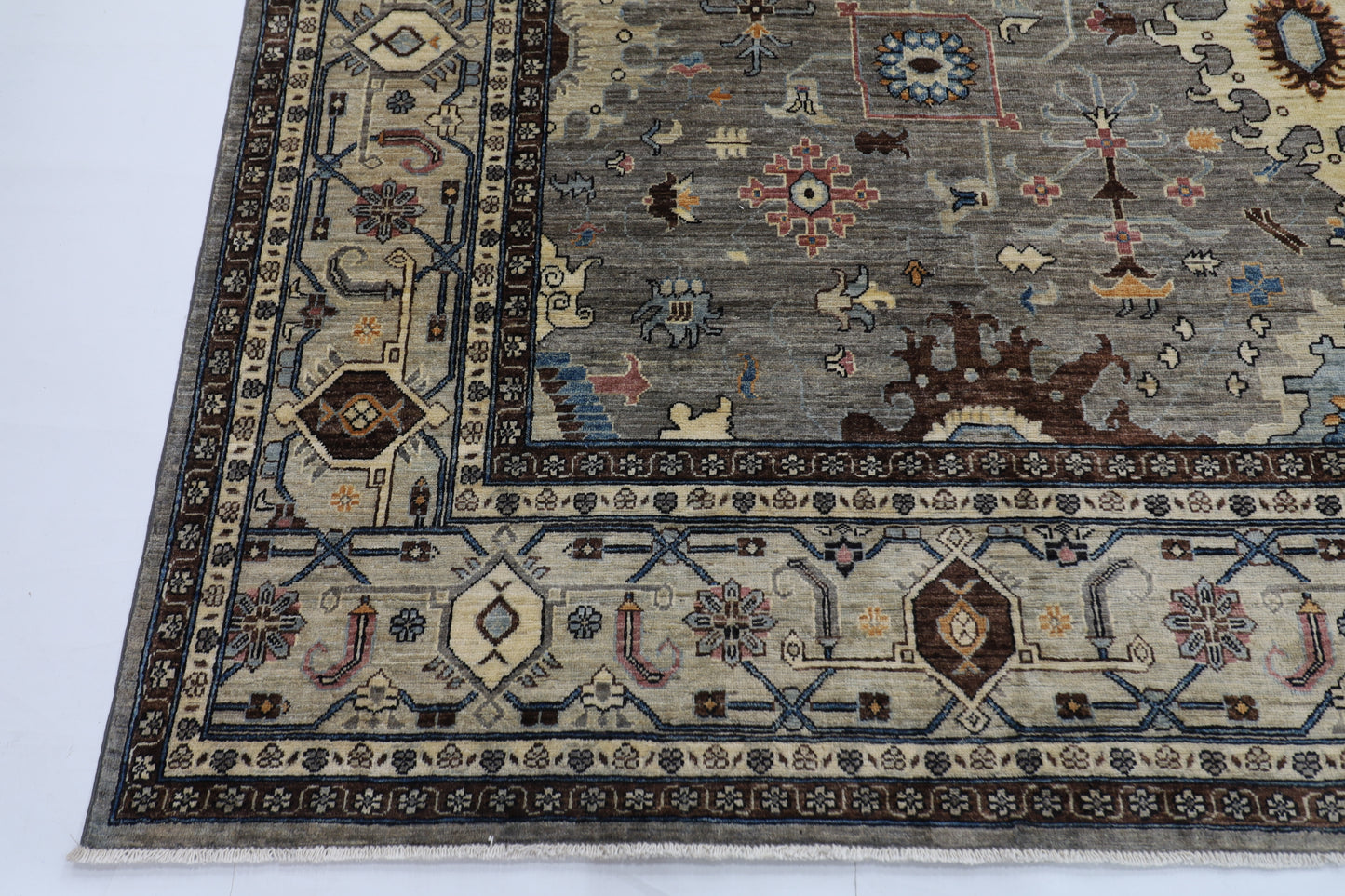 305 x 423 cm | Tribal Oriental gray Large Area Rug Afghan Hand Knotted veg Dye Wool Carpet