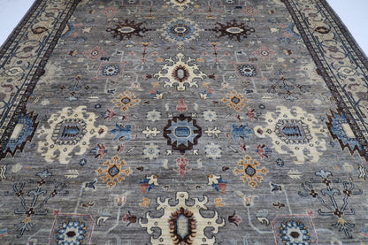 305 x 423 cm | Tribal Oriental gray Large Area Rug Afghan Hand Knotted veg Dye Wool Carpet
