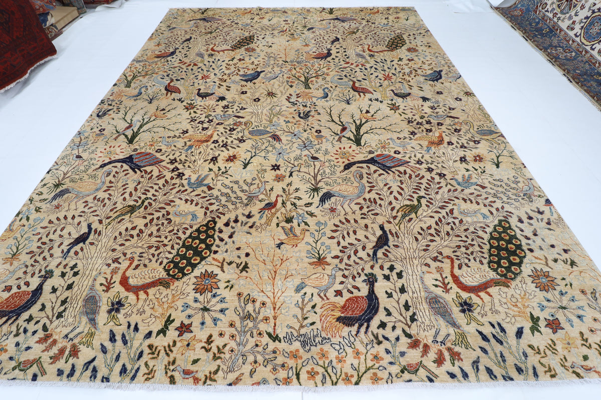300 x 398 cm | Birds Afghan Veg Dye Wool carpet