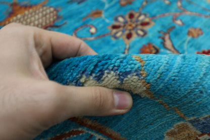 305 x 413 cm | Turquoise Sultani Handmade Afghan Area Rug Hand Knotted Carpet Living Room Rug