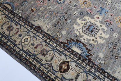 305 x 423 cm | Tribal Oriental gray Large Area Rug Afghan Hand Knotted veg Dye Wool Carpet