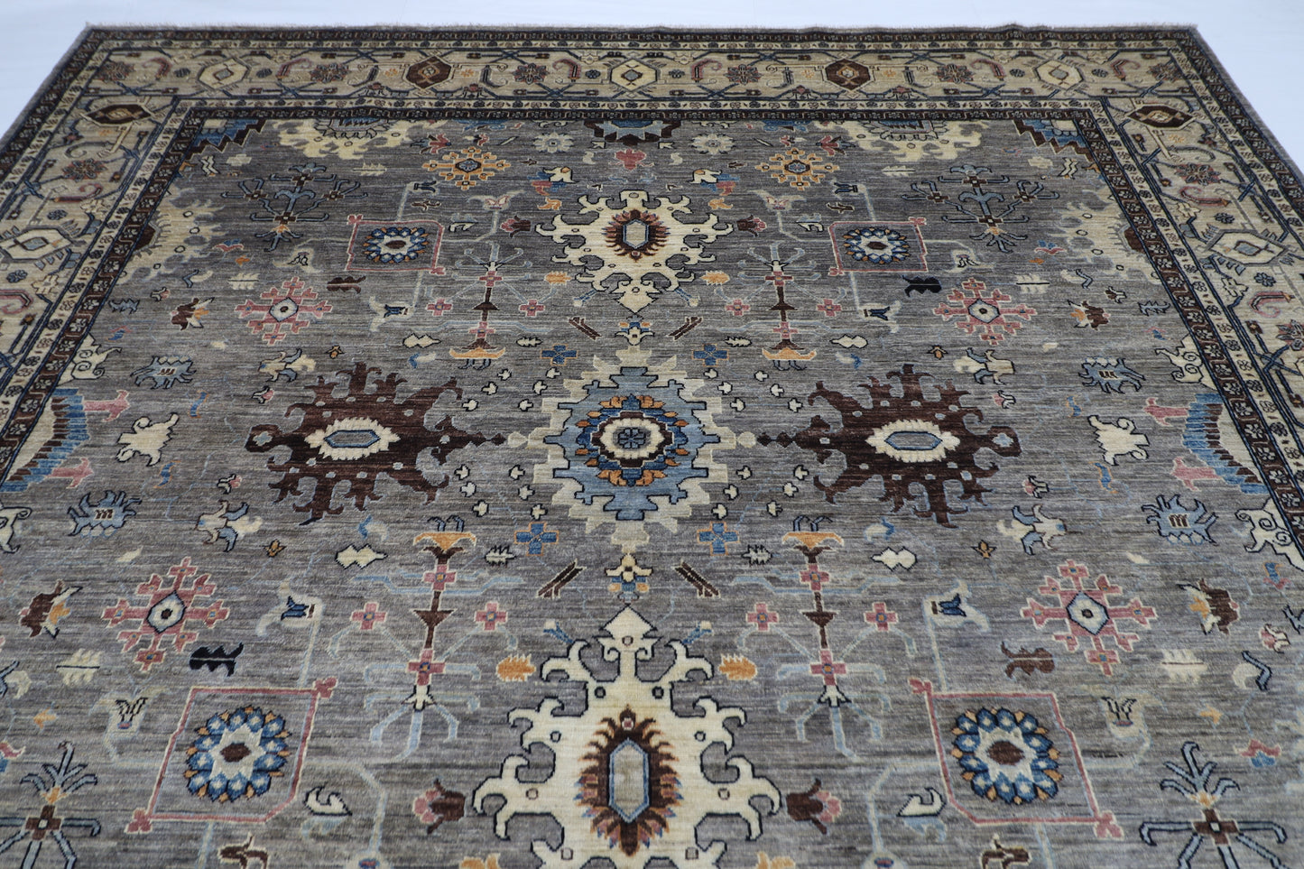 305 x 423 cm | Tribal Oriental gray Large Area Rug Afghan Hand Knotted veg Dye Wool Carpet