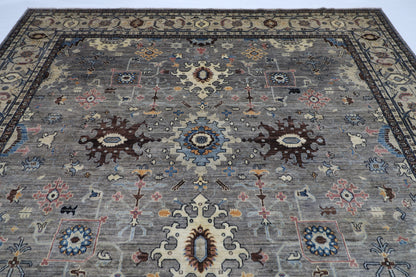 305 x 423 cm | Tribal Oriental gray Large Area Rug Afghan Hand Knotted veg Dye Wool Carpet