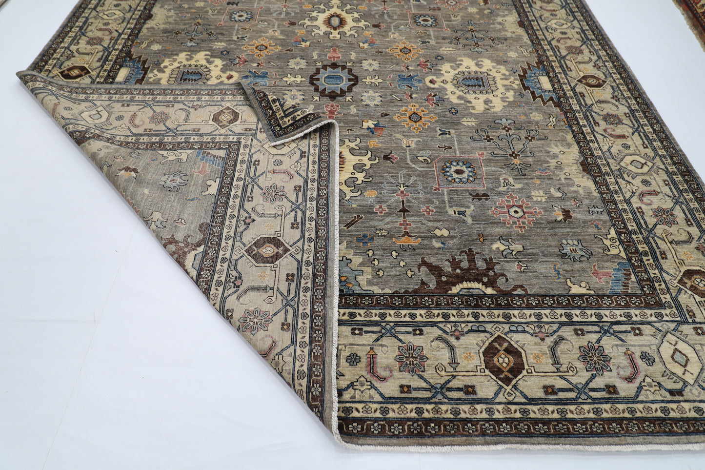 305 x 423 cm | Tribal Oriental gray Large Area Rug Afghan Hand Knotted veg Dye Wool Carpet
