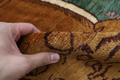 103 x 148 cm | Tribal Lion Green Area Rug Afghan Hand Knotted veg Dye Wool carpet