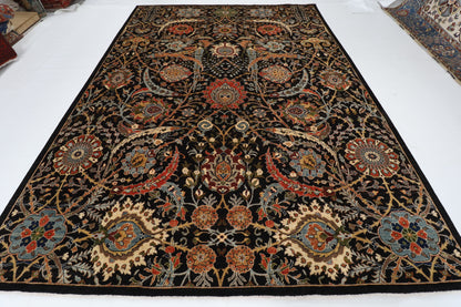 277 x 369 cm | Black Sickle Leaf Afghan Veg Dye Wool carpet
