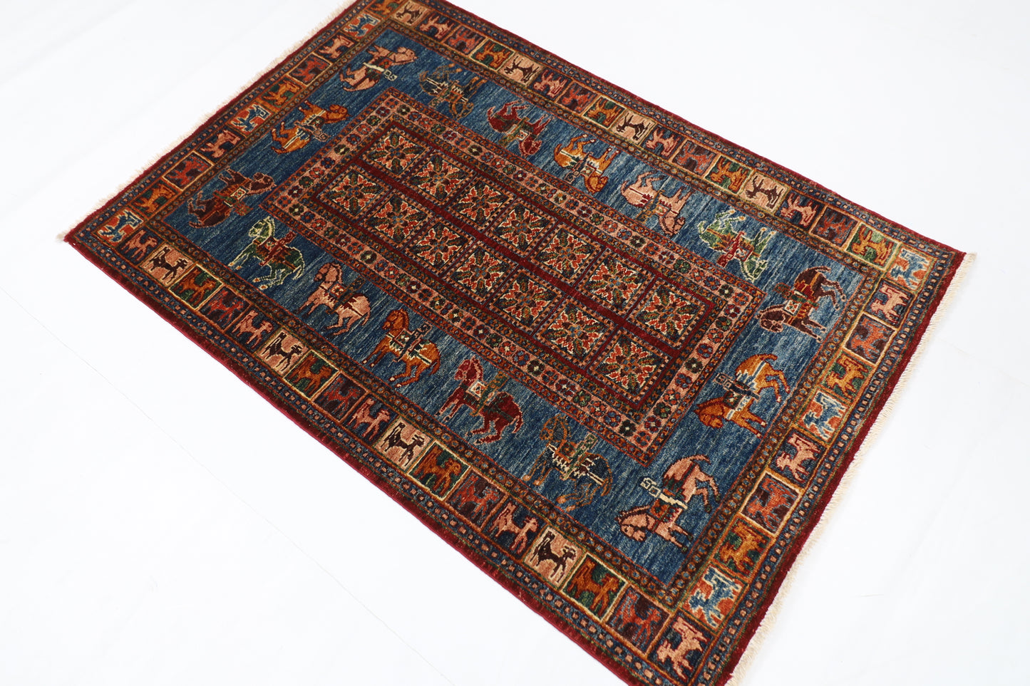 103 x 151 cm | Tribal Animal Area Rug Afghan Hand Knotted veg Dye Wool carpet