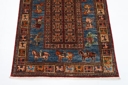 103 x 151 cm | Tribal Animal Area Rug Afghan Hand Knotted veg Dye Wool carpet