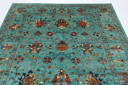 202 x 300 cm | Oriental Floral Area Rug Afghan Hand Knotted Veg Dye Wool carpet
