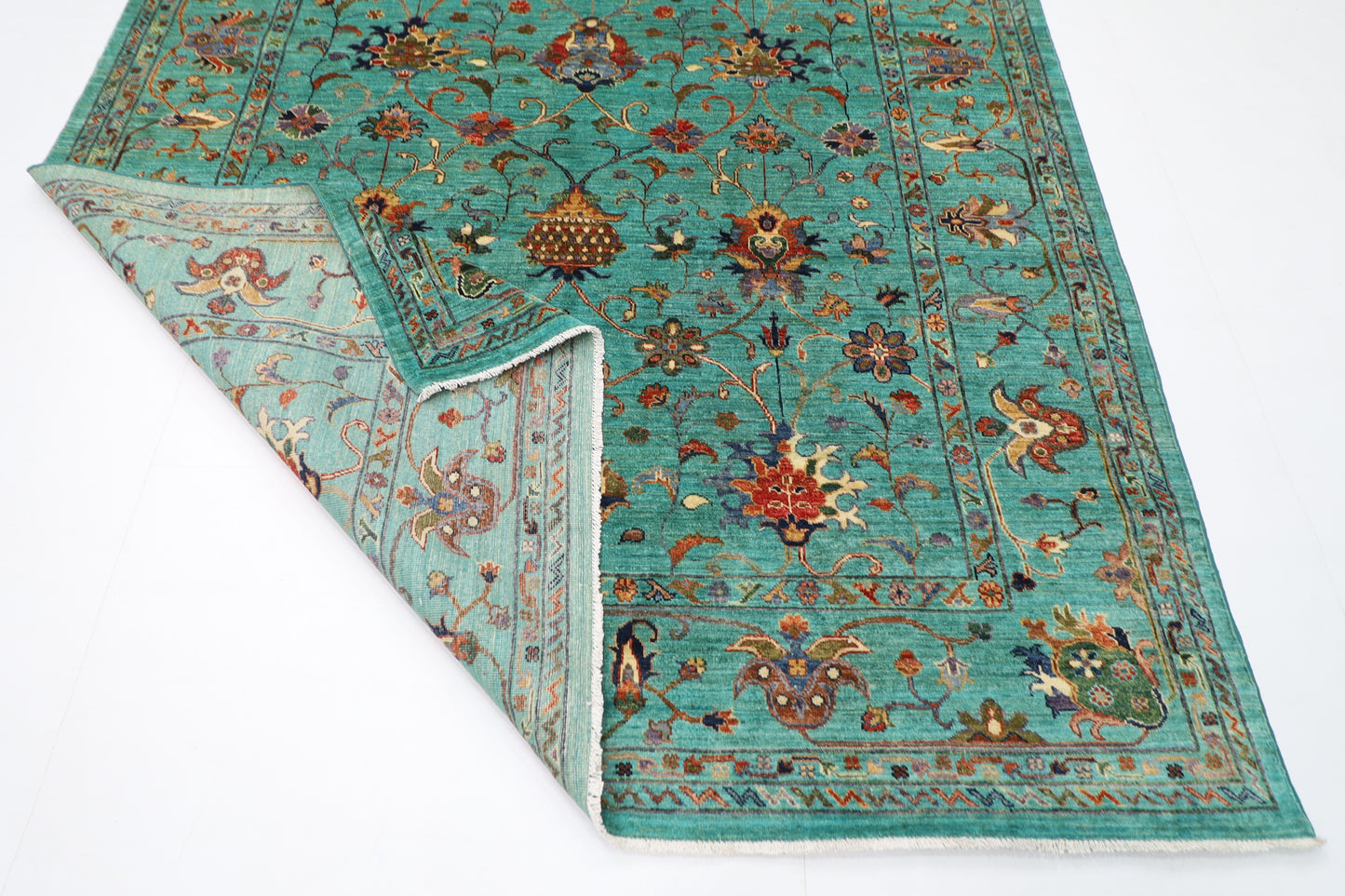 202 x 300 cm | Oriental Floral Area Rug Afghan Hand Knotted Veg Dye Wool carpet