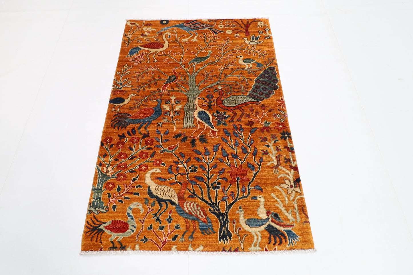 102 x 148 cm | Tribal Birds Area Rug Afghan Hand Knotted veg Dye Wool carpet