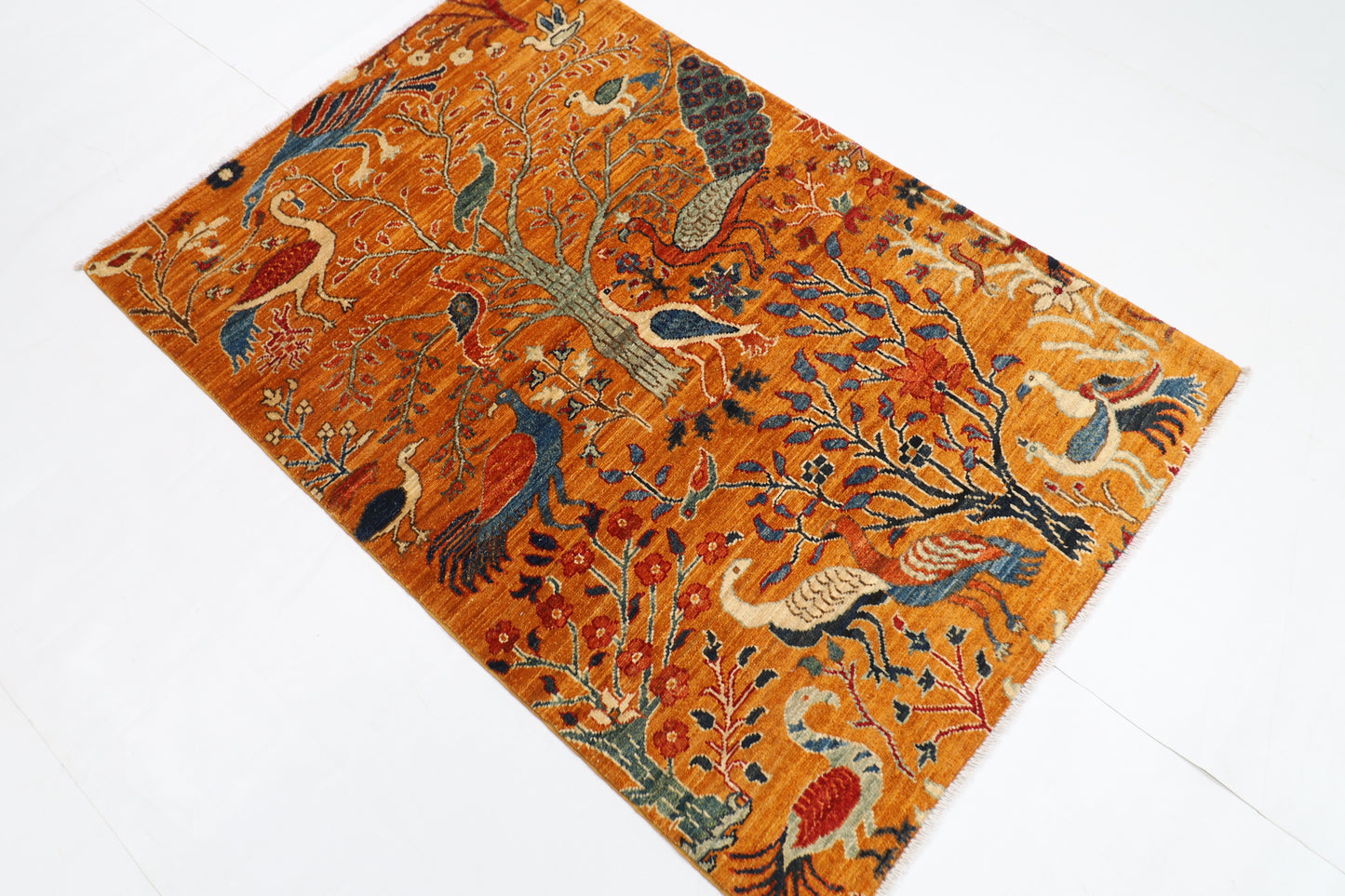 102 x 148 cm | Tribal Birds Area Rug Afghan Hand Knotted veg Dye Wool carpet