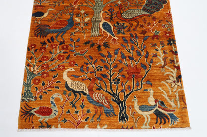 102 x 148 cm | Tribal Birds Area Rug Afghan Hand Knotted veg Dye Wool carpet