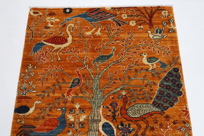 102 x 148 cm | Tribal Birds Area Rug Afghan Hand Knotted veg Dye Wool carpet