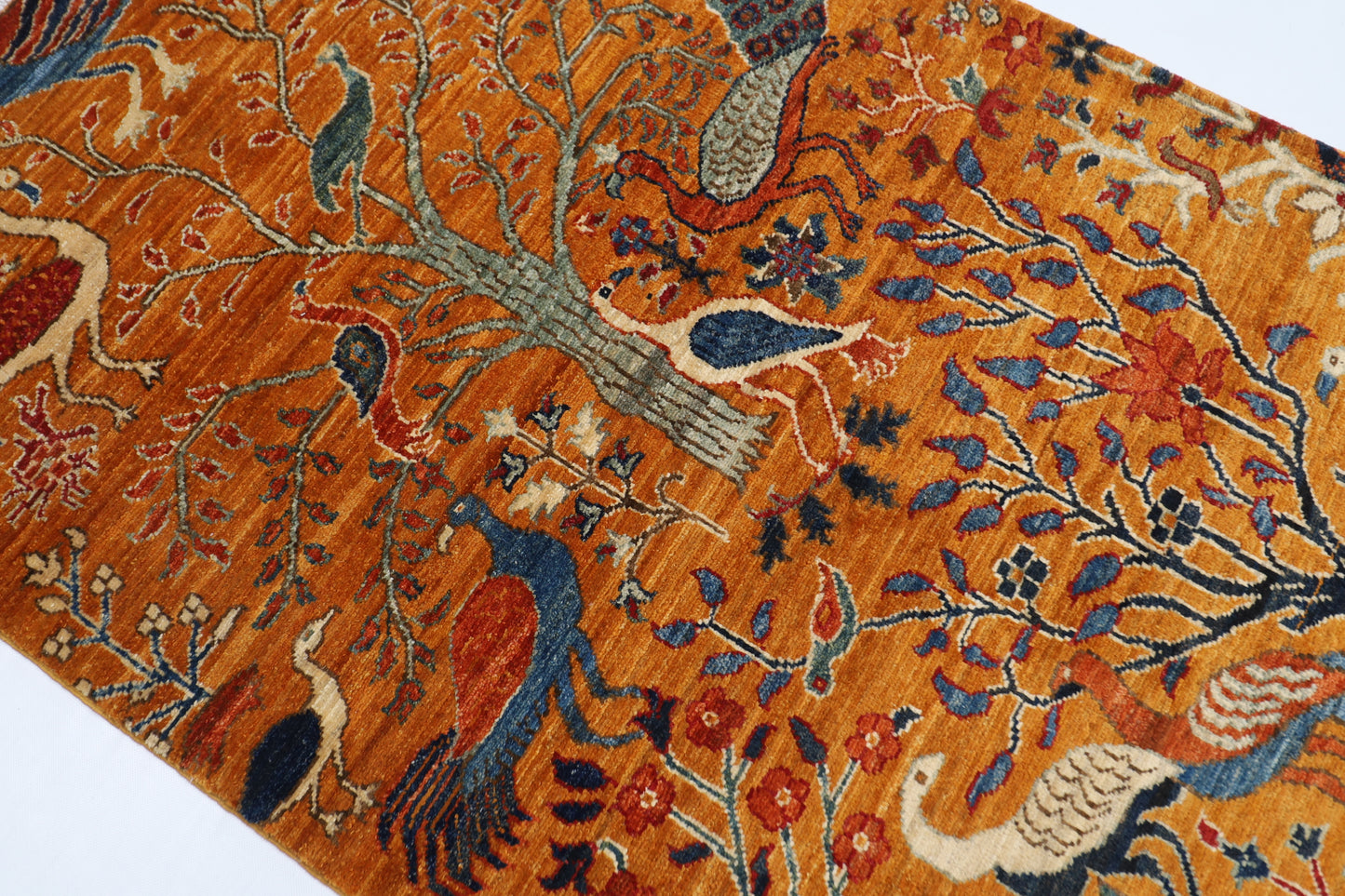 102 x 148 cm | Tribal Birds Area Rug Afghan Hand Knotted veg Dye Wool carpet