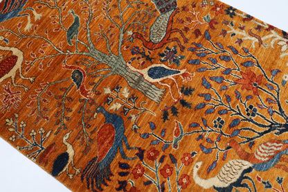102 x 148 cm | Tribal Birds Area Rug Afghan Hand Knotted veg Dye Wool carpet