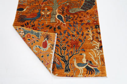 102 x 148 cm | Tribal Birds Area Rug Afghan Hand Knotted veg Dye Wool carpet