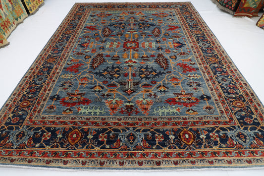 277 x 362 cm | Blue Aryana Handmade Afghan Area Rug Hand Knotted Carpet Living Room Rug