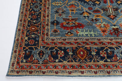 277 x 362 cm | Blue Aryana Handmade Afghan Area Rug Hand Knotted Carpet Living Room Rug