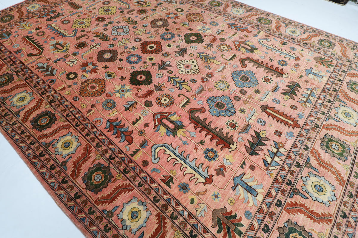 303 x 426 cm | Pink Tribal Afghan Veg Dye Wool carpet