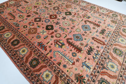 303 x 426 cm | Pink Tribal Afghan Veg Dye Wool carpet