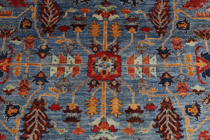 277 x 362 cm | Blue Aryana Handmade Afghan Area Rug Hand Knotted Carpet Living Room Rug