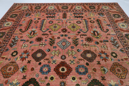 303 x 426 cm | Pink Tribal Afghan Veg Dye Wool carpet